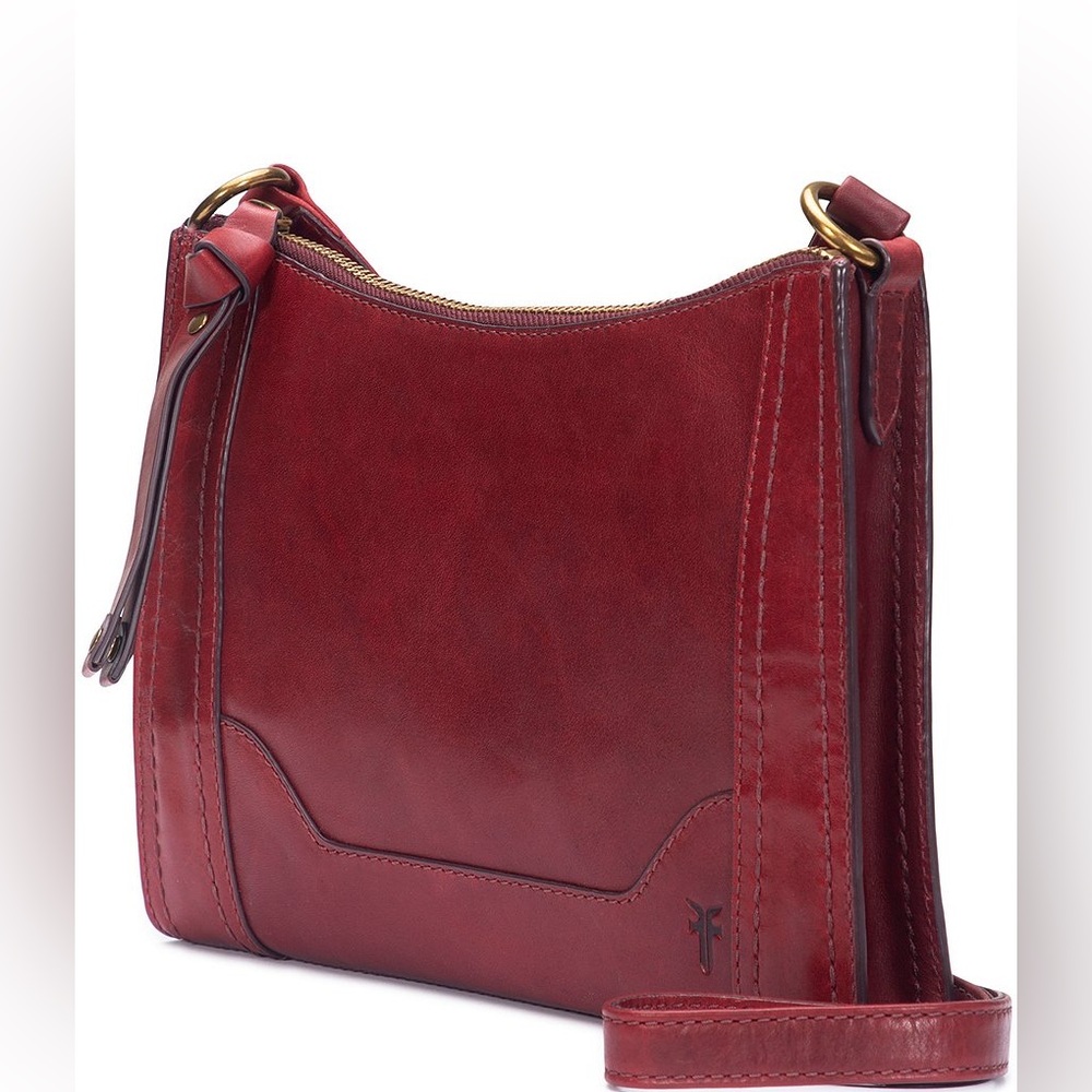 Frye Melissa Zip Leather Crossbody Bag In Berry Lacquer